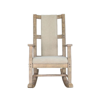 Rena Rocking Chair, Cushion Seat and Back, Brown Mahogany Mindy Wood
