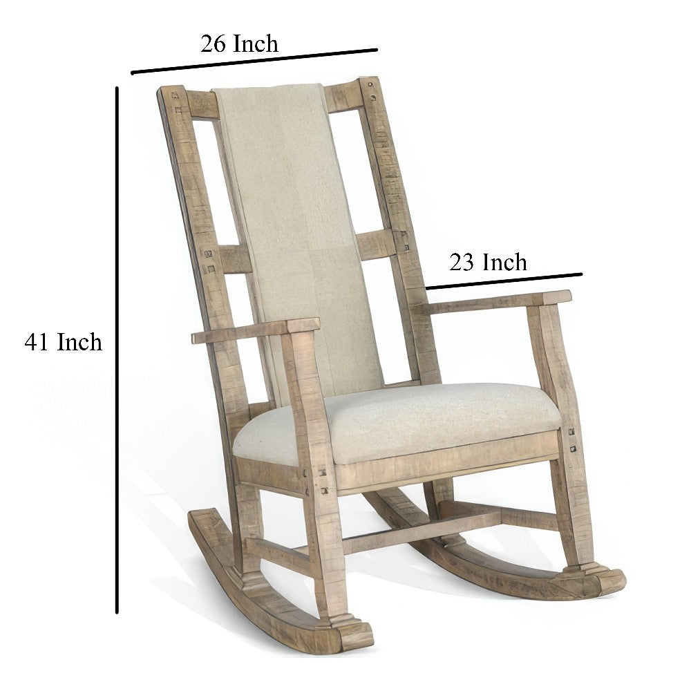 Rena Rocking Chair, Cushion Seat and Back, Brown Mahogany Mindy Wood