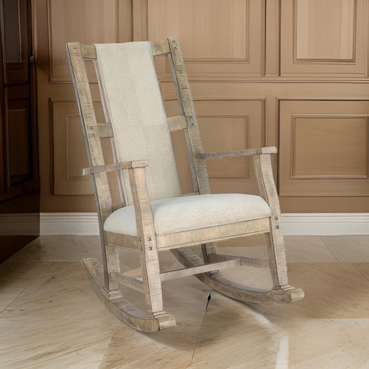 Rena Rocking Chair, Cushion Seat and Back, Brown Mahogany Mindy Wood