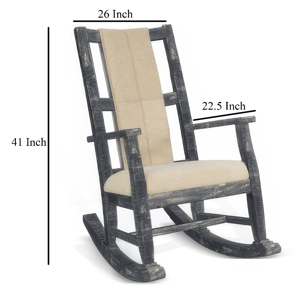 Rena Rocking Chair, Cushion Seat and Back, Black Mahogany Mindy Wood