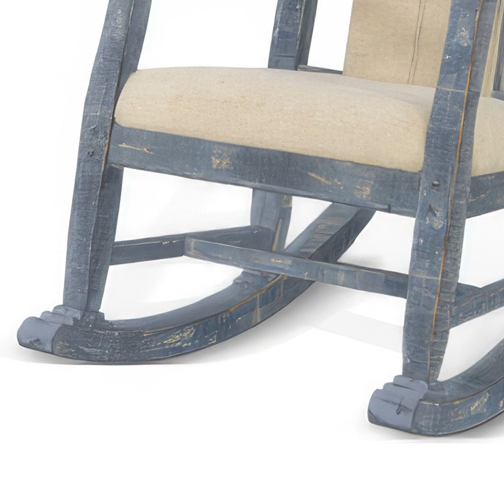 Rena Rocking Chair, Cushion Seat and Back, Blue Mahogany Mindy Wood