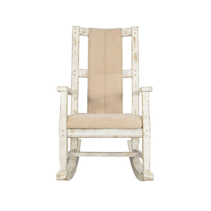 Rena Rocking Chair, Cushion Seat and Back, White Mahogany Mindy Wood