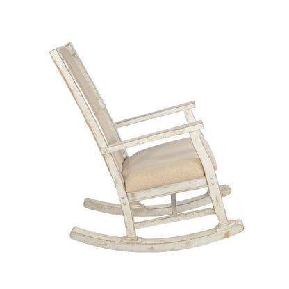 Rena Rocking Chair, Cushion Seat and Back, White Mahogany Mindy Wood
