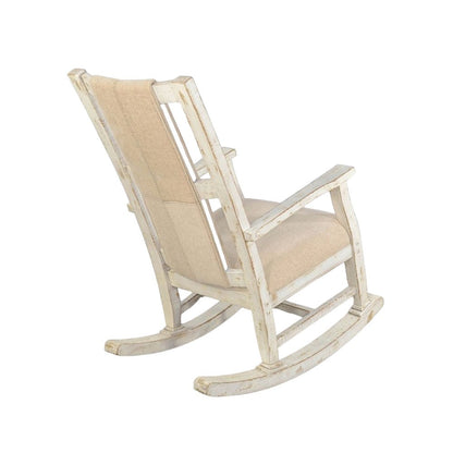 Rena Rocking Chair, Cushion Seat and Back, White Mahogany Mindy Wood