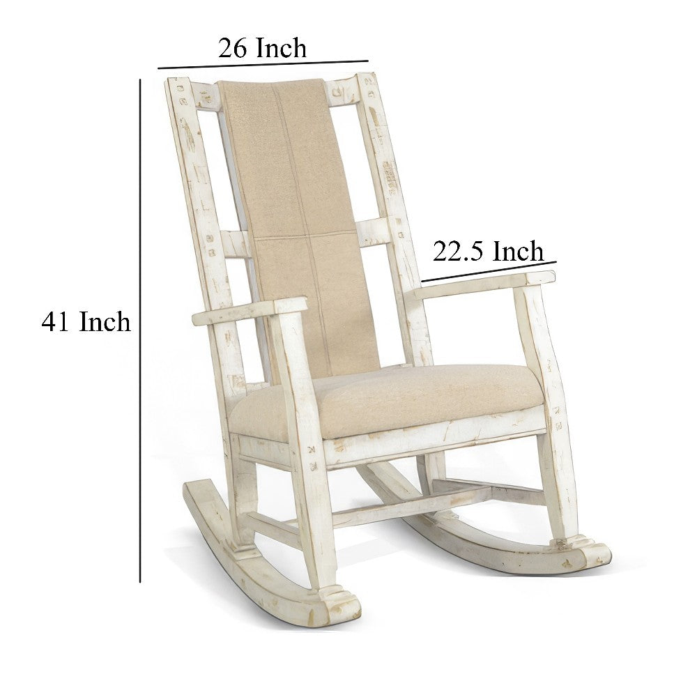 Rena Rocking Chair, Cushion Seat and Back, White Mahogany Mindy Wood
