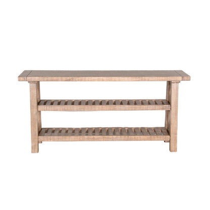 Anva Sofa Table, Light Brown Mahogany, 2 Shelves, Rectangular 60 Inch