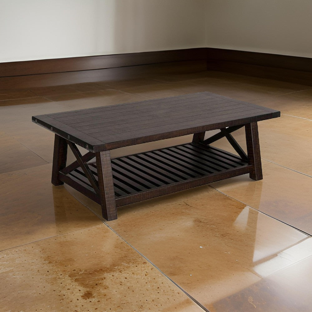 Anva End Table, Light Brown Mahogany, Shelf, Rectangular 24 Inch