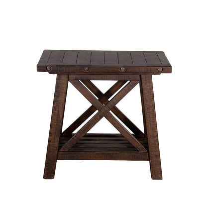 Anva Accent Chairside Table, Dark Brown Mahogany, Rectangular 28 Inch