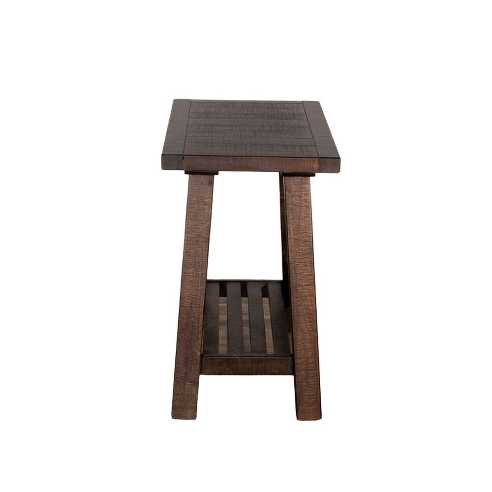 Anva Accent Chairside Table, Dark Brown Mahogany, Rectangular 28 Inch