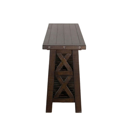 Anva Sofa Table, Dark Brown Mahogany, 2 Shelves, Rectangular 60 Inch