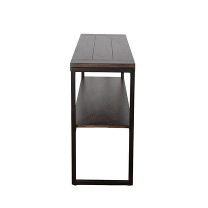 Lery Sofa Table, Dark Brown Wood, Black Metal, Bottom Shelf, 51 Inch