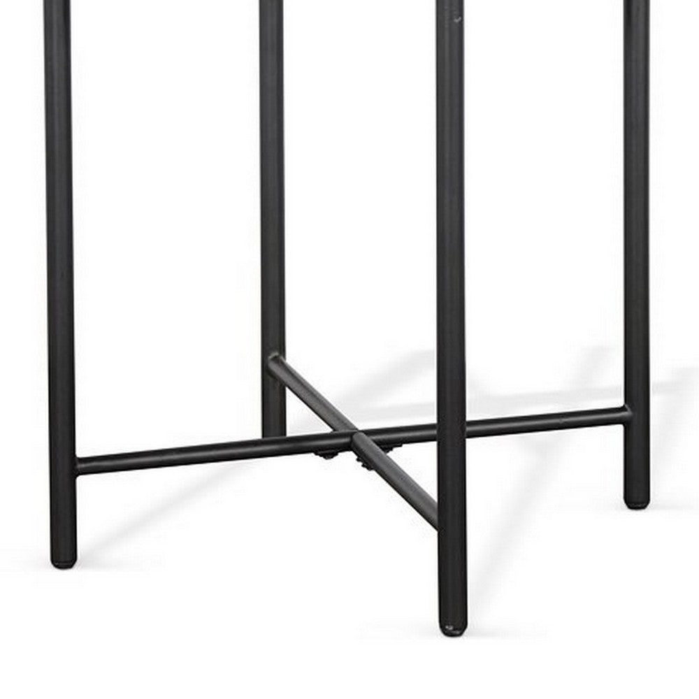 Reena Accent Chairside Table, Light Brown Wood, Black, Round 22 Inch