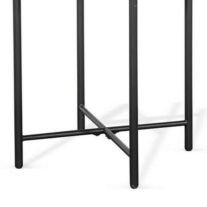 Reena Accent Chairside Table, Light Brown Wood, Black, Round 22 Inch