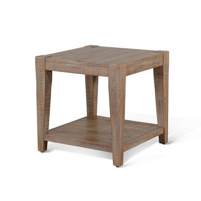 Lilly Side End Table, 1 Shelf, Weathered Brown, 24 Inch Square