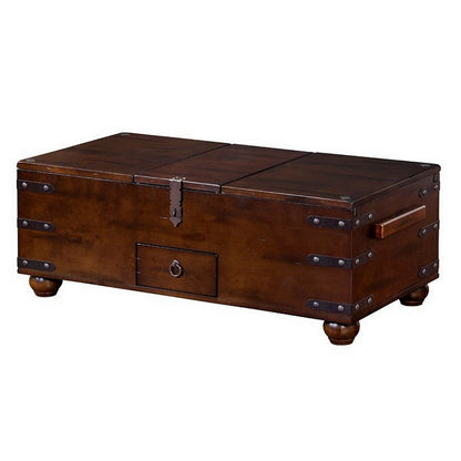 Odel Trunk Coffee Table, Dark Brown Mahogany, Rectangular 48 Inch