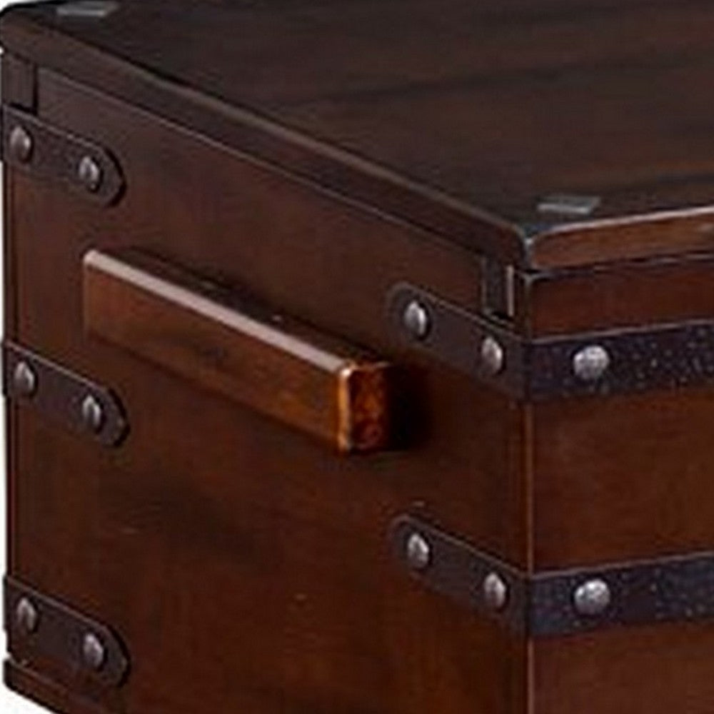 Odel Trunk Coffee Table, Dark Brown Mahogany, Rectangular 48 Inch