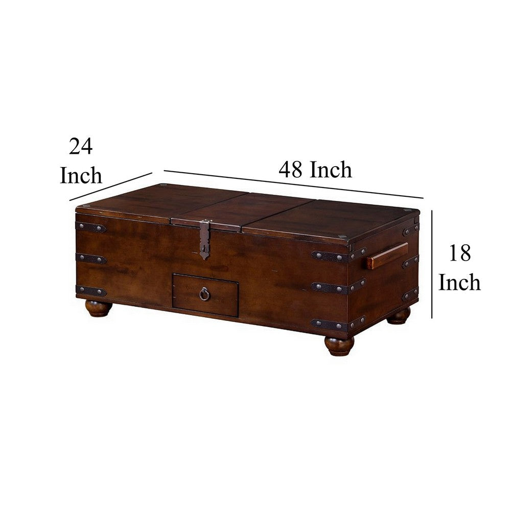 Odel Trunk Coffee Table, Dark Brown Mahogany, Rectangular 48 Inch