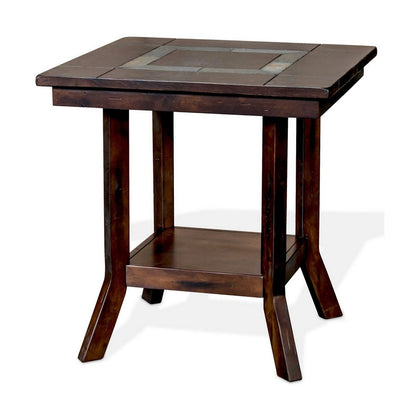 Odel Side End Table, 1 Shelf, Dark Brown Mahogany, Rectangular 25 Inch