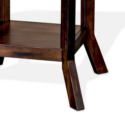 Odel Side End Table, 1 Shelf, Dark Brown Mahogany, Rectangular 25 Inch