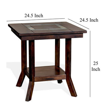 Odel Side End Table, 1 Shelf, Dark Brown Mahogany, Rectangular 25 Inch