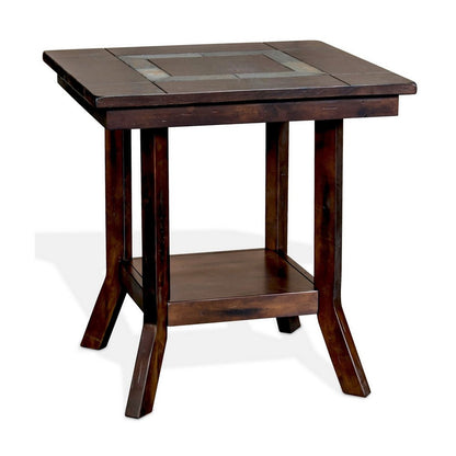 Odel Side End Table, 1 Shelf, Dark Brown Mahogany, Rectangular 25 Inch