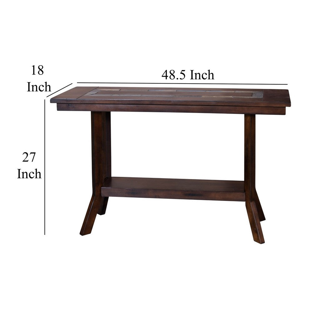 Odel Sofa Table, 1 Shelf, Dark Brown Mahogany, Rectangular 49 Inch