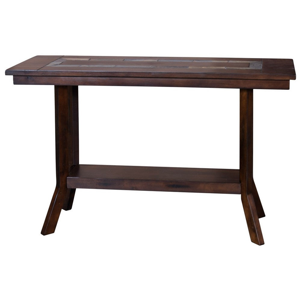 Odel Sofa Table, 1 Shelf, Dark Brown Mahogany, Rectangular 49 Inch