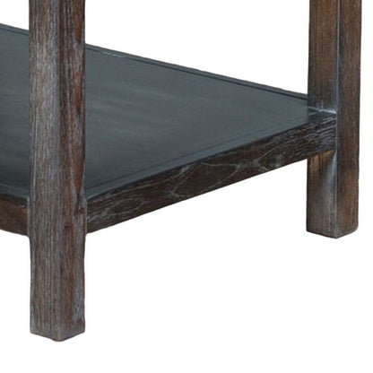 Nikay Side End Table, 1 Drawer, Shelf, Dark Brown Mindi Wood, 26 Inch