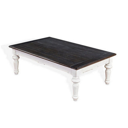 Kiyan Coffee Table, White, Dark Brown Mahogany, Rectangular 52 Inch