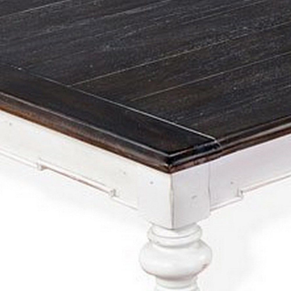 Kiyan Coffee Table, White, Dark Brown Mahogany, Rectangular 52 Inch
