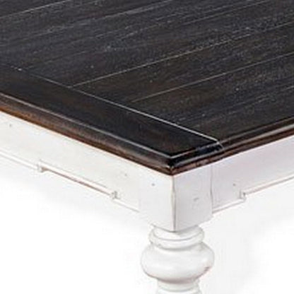 Kiyan Coffee Table, White, Dark Brown Mahogany, Rectangular 52 Inch