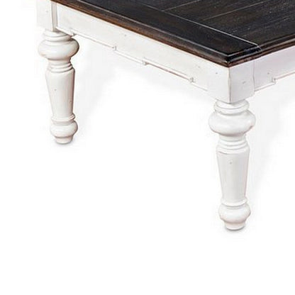 Kiyan Coffee Table, White, Dark Brown Mahogany, Rectangular 52 Inch