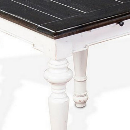 Kiyan End Table, 1 Drawer, Off White, Dark Brown Mahogany, 24 Inch