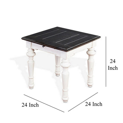 Kiyan End Table, 1 Drawer, Off White, Dark Brown Mahogany, 24 Inch