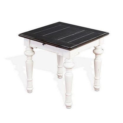 Kiyan End Table, 1 Drawer, Off White, Dark Brown Mahogany, 24 Inch