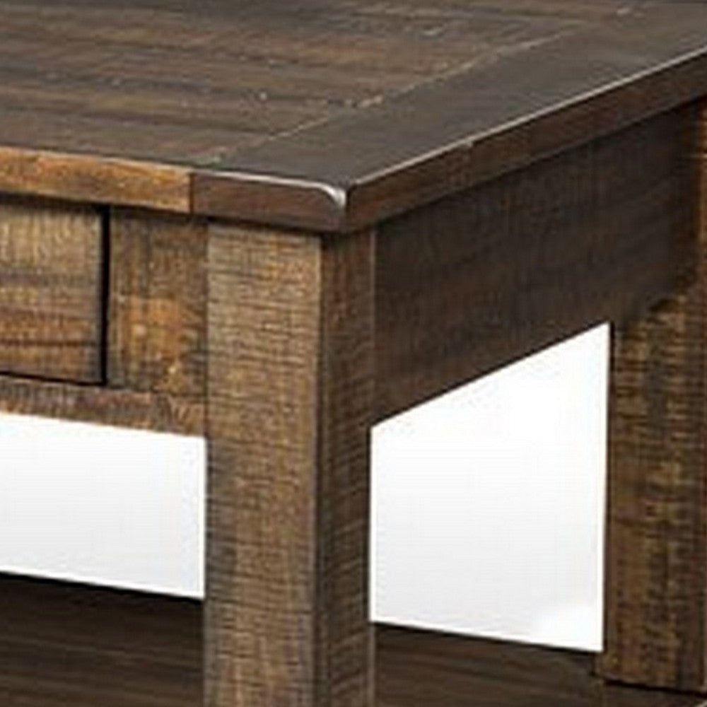 Flint Coffee Table, 2 Drawers, Shelf, Dark Brown Mahogany, 48 Inch