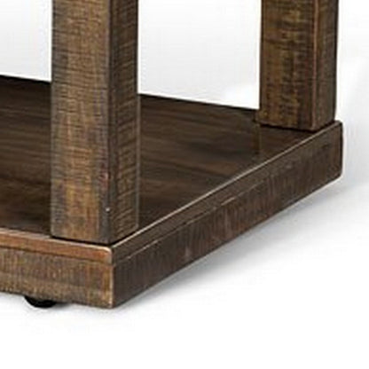Flint Coffee Table, 2 Drawers, Shelf, Dark Brown Mahogany, 48 Inch