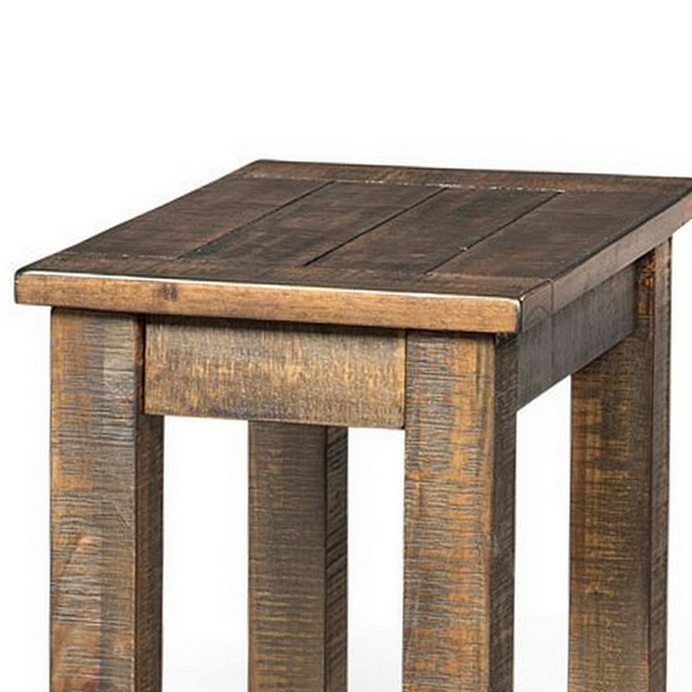 Flint Chairside End Table, 22 Inch Rectangular Dark Brown Mahogany