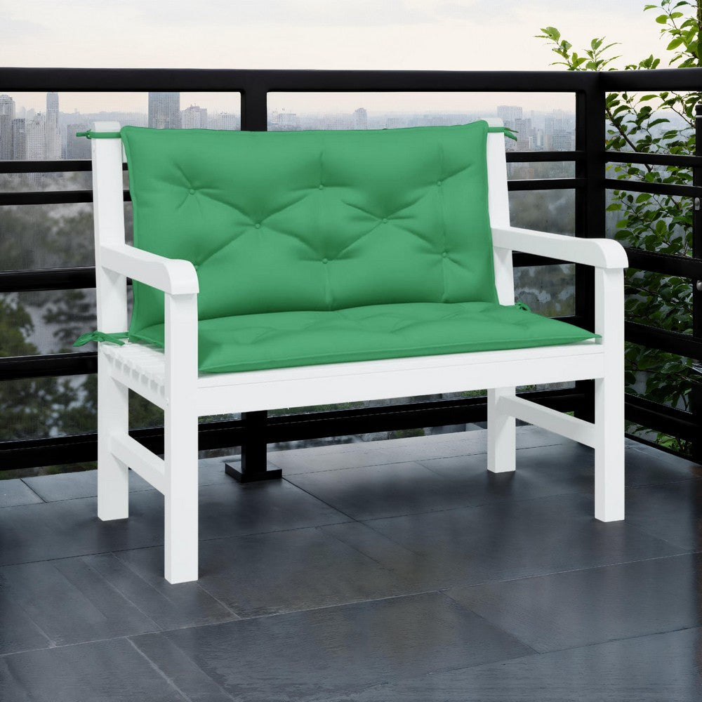 Kia Outdoor Cushions for Set of 2, Tufted Green Oxford Fabric