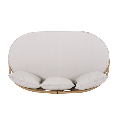 Outdoor Sofa Daybed, PE Rattan Woven Frame, Cushions, Natural Brown