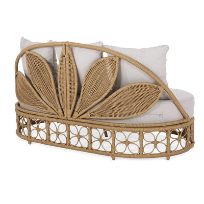 Outdoor Sofa Daybed, PE Rattan Woven Frame, Cushions, Natural Brown