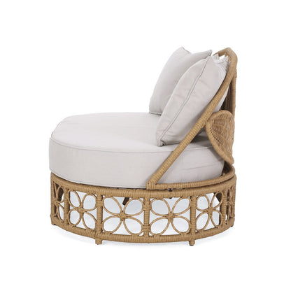 Outdoor Sofa Daybed, PE Rattan Woven Frame, Cushions, Natural Brown