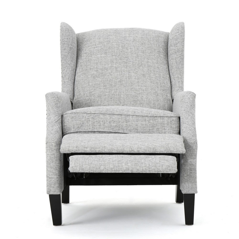 Nora Manual Recliner Lounge Chair, Wingback, Nailhead Trim, Gray