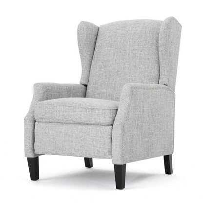 Nora Manual Recliner Lounge Chair, Wingback, Nailhead Trim, Gray