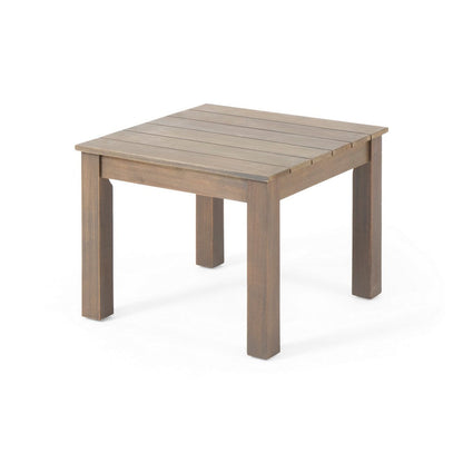 Elin Side End Table, 20 Inch Slatted Square Top, Brown Acacia Wood