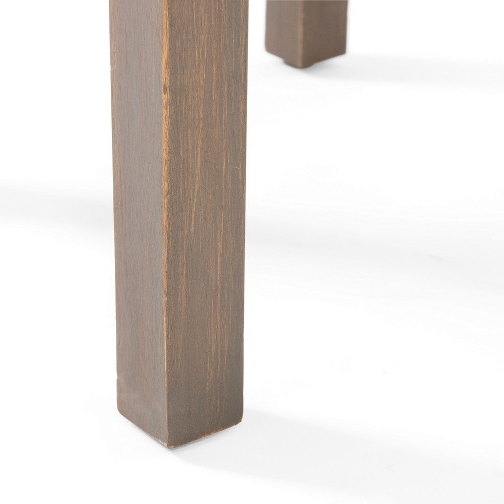 Elin Side End Table, 20 Inch Slatted Square Top, Brown Acacia Wood