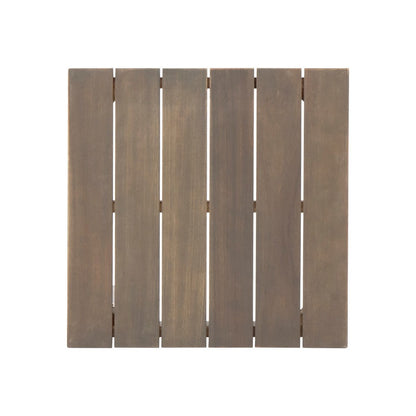 Elin Side End Table, 20 Inch Slatted Square Top, Brown Acacia Wood