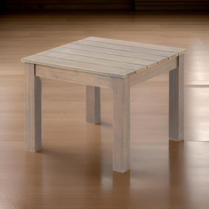 Elin Side End Table, 20 Inch Slatted Square Top, Brown Acacia Wood