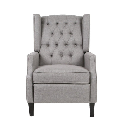 Octa Manual Recliner Chair, Button Tufted Wingback Design, Dark Gray