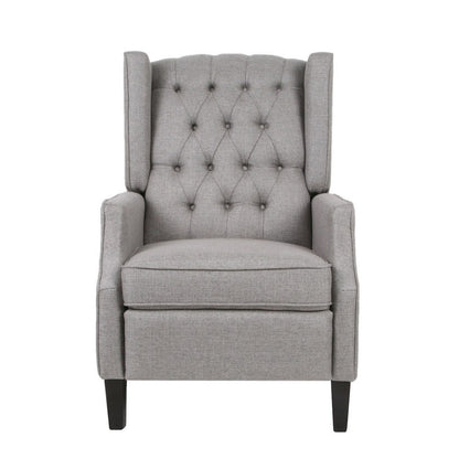 Octa Manual Recliner Chair, Button Tufted Wingback Design, Dark Gray